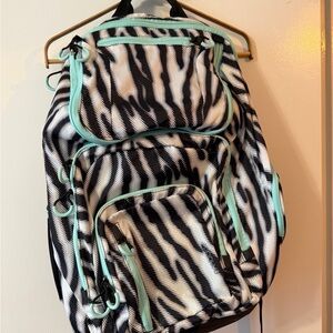Embark Zebra Print Jartop Backpack with Mint Accents